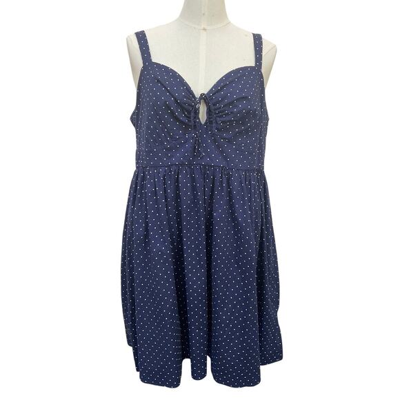Torrid Polka Dot Fit & Flare Dress Women's Plus Size 22 Blue - Picture 1 of 6